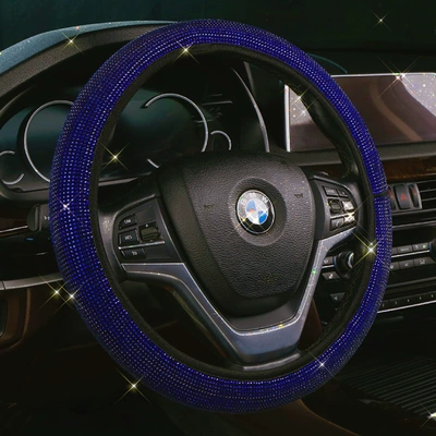 cross-border Amazon Diamond steering wheel cover — Steering wheel cover - blue-34cm-39cm