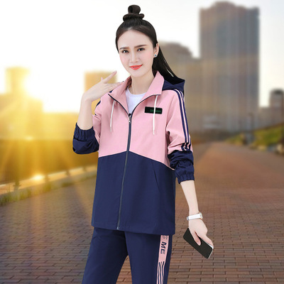 2021年新款春秋运动服套装女时尚网红韩版宽松学生休闲三件套