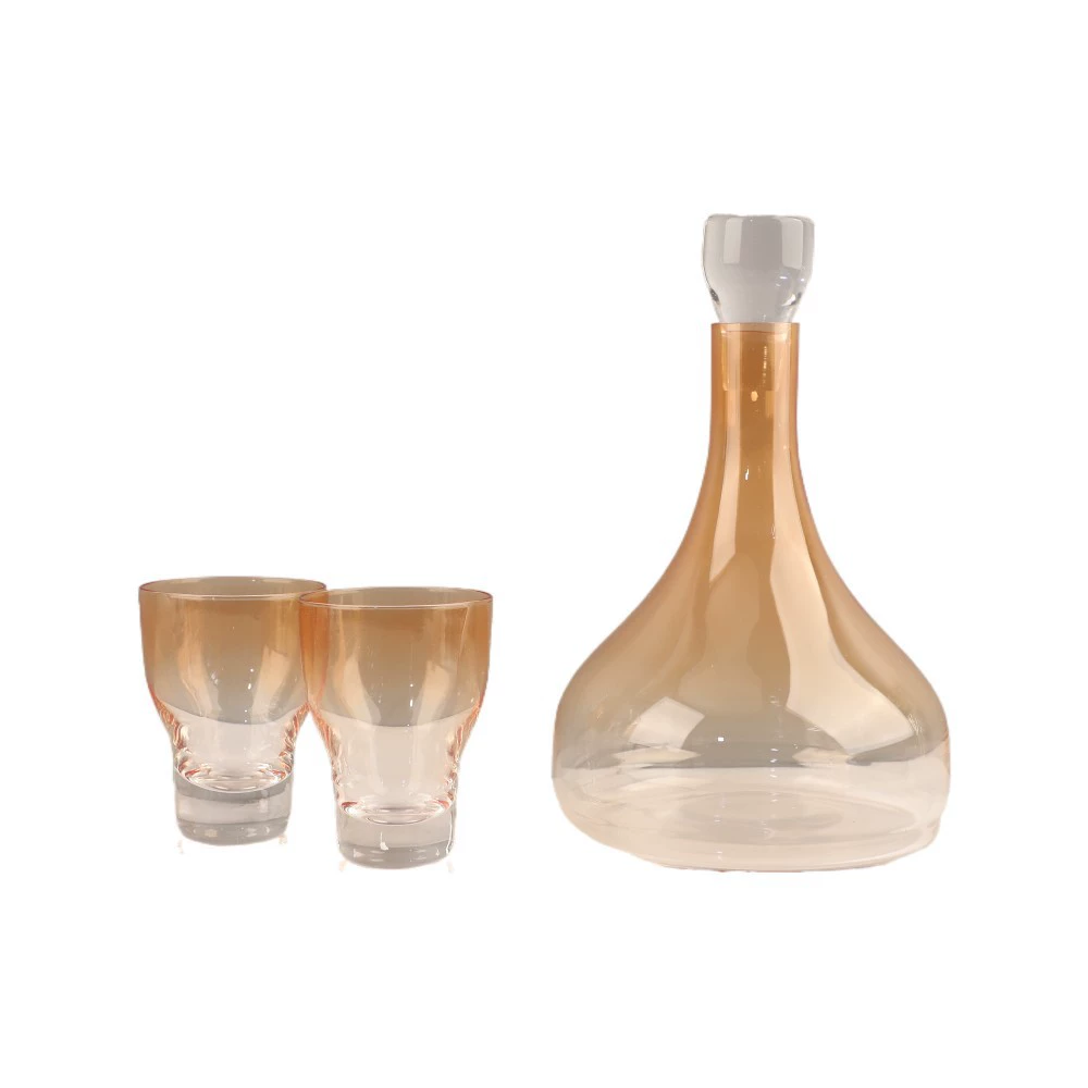 Minimalistic glass wine decanter, wineglass, teapot, set for living room, accessory, high-quality style