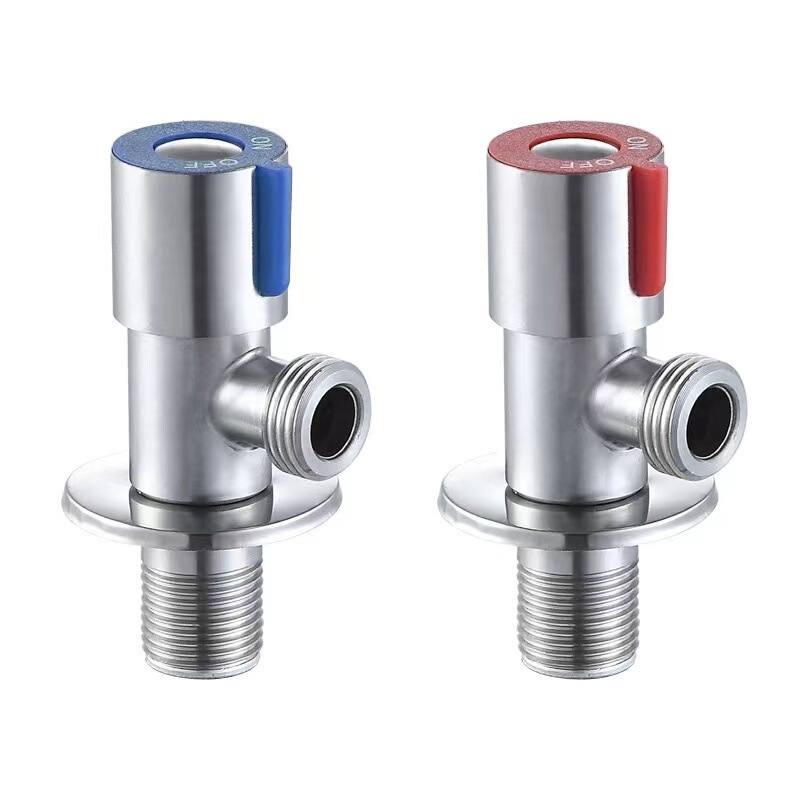 Stainless steel angle valve hot and cold 4-port thickened water heater shower water distribution valve switch water stop triangle valve