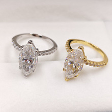 925纯银4克拉马眼莫桑石戒指女欧美跨境热销组合叠戴式手饰批发