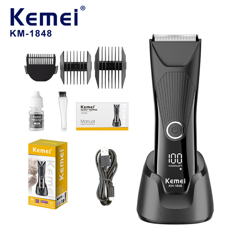 Corte de pelo multifuncional Komei aparador de afeitar digital impermeable cortador de corte eléctrico privado para hombres y mujeres KM - 1848