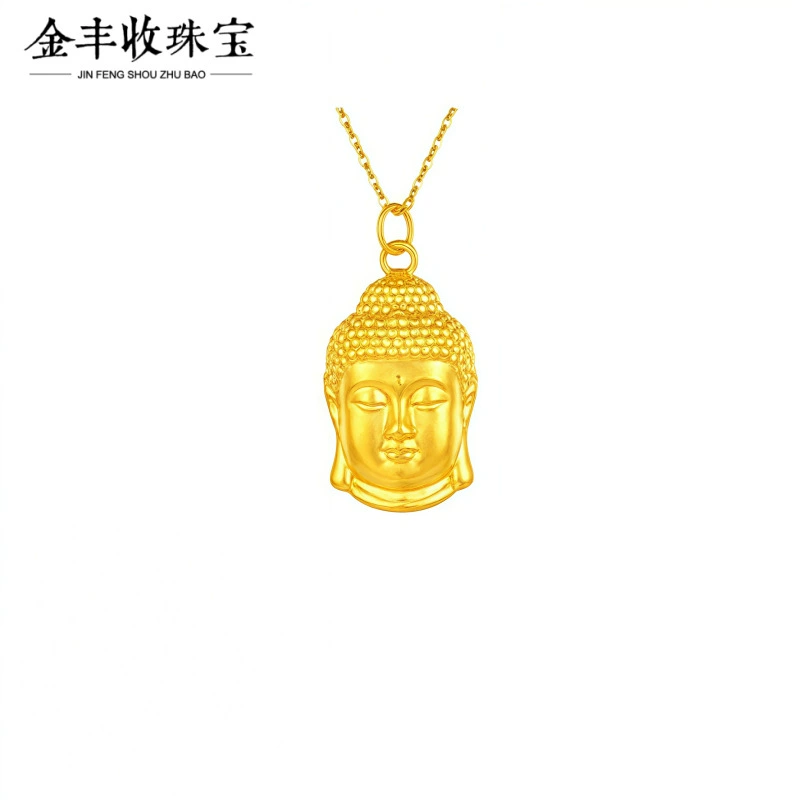 Shuibei золото, чистое золото 999, золотой кулон, женский кулон с головой Будды, чистое золото, 5D, жесткое золотое ожерелье Будды для обеспечения безопасности
