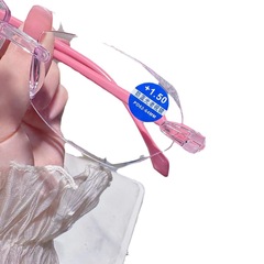 新款鑽石切邊無框老花鏡女士時尚中老年閱讀防藍光超輕老花鏡男士