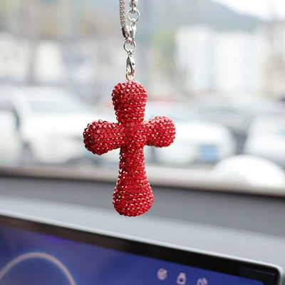 Selling Internet Celebrity Clay Rhinestone: Car hanging - big-red-fat-cross
