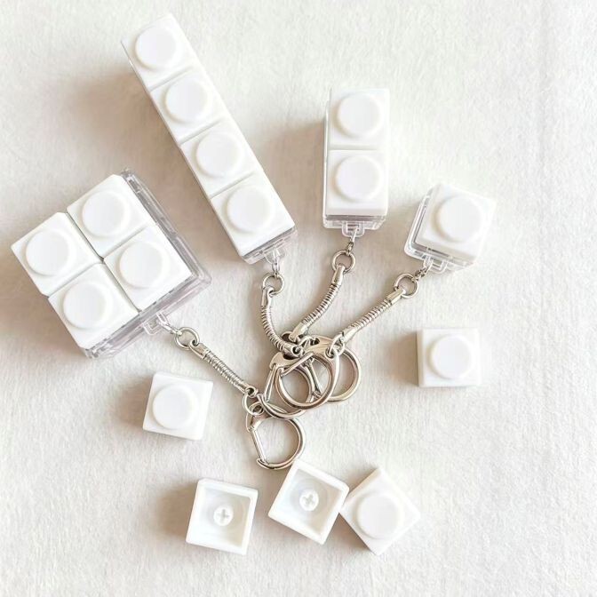 Keycap Keyboard Keychain, Corporate Logo Text Pattern, Trendy Stress-Relief Pendant, Complete Set of Business Gifts