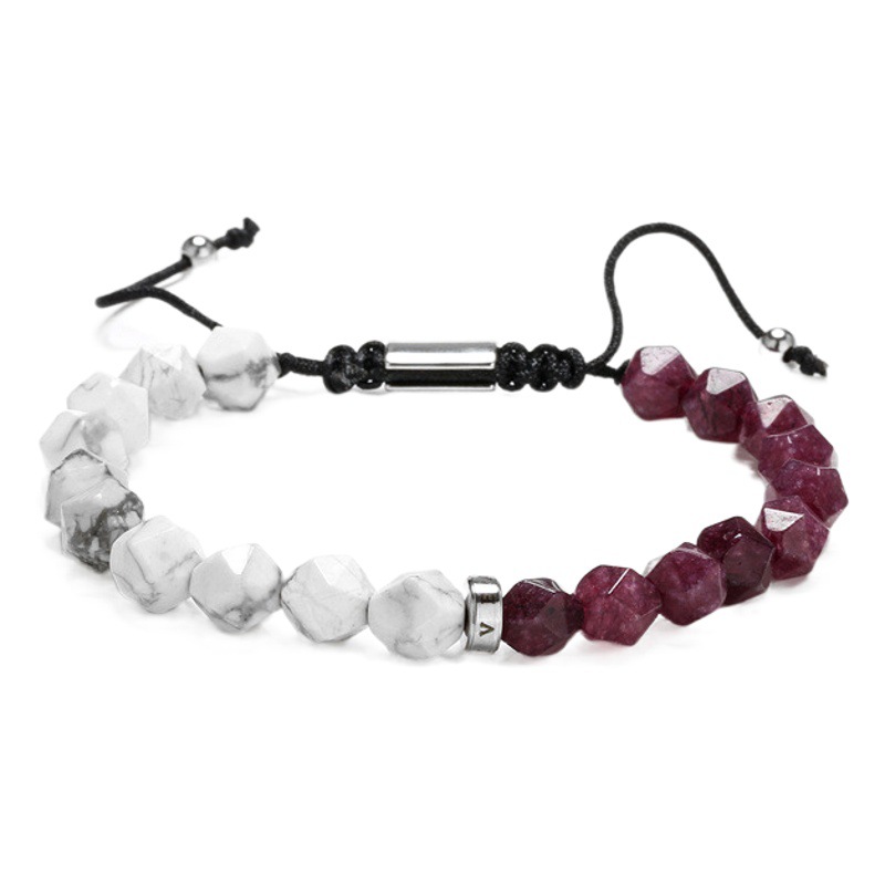 Diamante transfronterizo europeo y americano corte blanco turquesa con cuentas pulsera tejida negro ágata brillo piedra pulsera con cuentas para hombres y mujeres