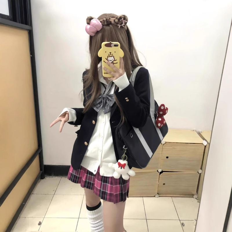 Kawashima University for Glass Sea Small JK Dress Student A- Line Skirt Rose Red Pleated Skirt Japanese Uniform Kawashima University for Glass Sea Small JK Dress Student A- Line Skirt Rose Red Pleated Skirt Japanese Uniform