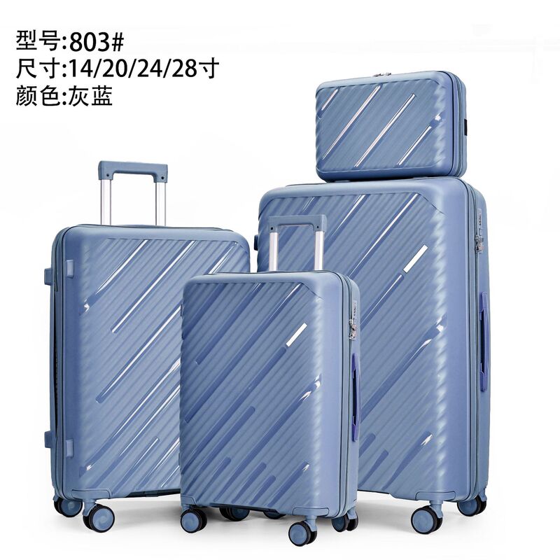 Cross-Border Foreign Trade Pure Pp Luggage Set 14/20/24/ 28inch Pieces Large Capacity Hard-Shell Simple Travel Suitcase Wholesale