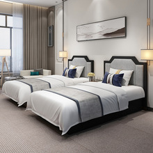 酒店家具賓館床標間全套新中式客房床快捷公寓五星級賓館家具