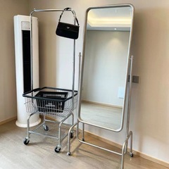 可移动带轮衣帽架服装店轻奢展示架落地带篮网红拍照女装挂衣架