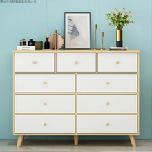 美式斗柜九斗柜家用卧室储物柜简约五斗橱实木腿抽屉式美甲落地柜