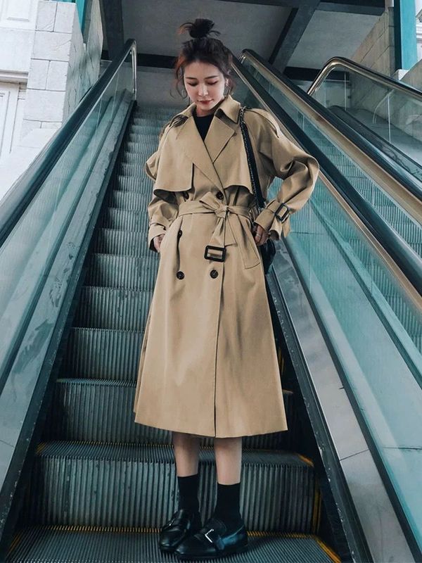 风衣外套女2025秋季新款韩版英伦风高级感中长款今年流行过膝大衣|undefined