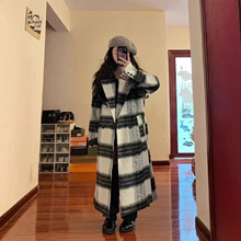 格子英伦时尚大衣女秋冬季2025新款今年流行高级感加长款毛呢外套