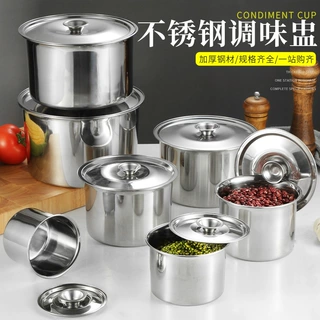 304不锈钢味盅小调味罐调料缸盐罐猪油辣椒带盖罐子圆形厨房专用