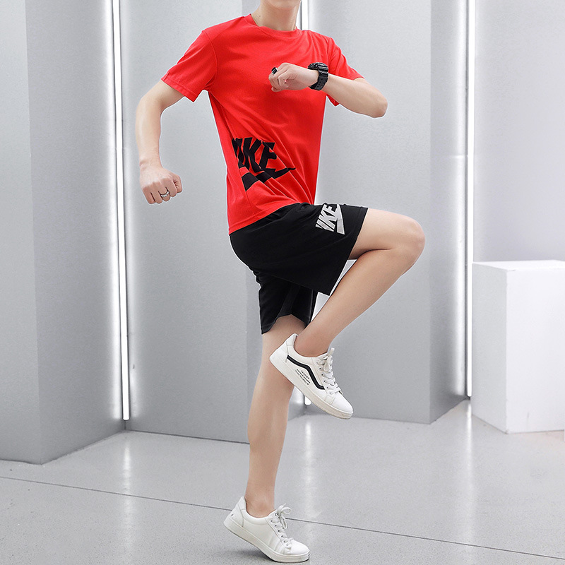 Camiseta de verano de manga corta, traje deportivo casual, pantalones cortos sueltos de dos piezas, ejercicio delgado, secado rápido