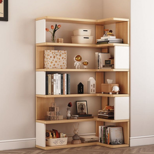 Solid Wood Internet Popular Corner Cabinet Storage Rack Floor-standing Corner Household Bookcase Multi-layer Storage Nordic Style Simple Bookshelf