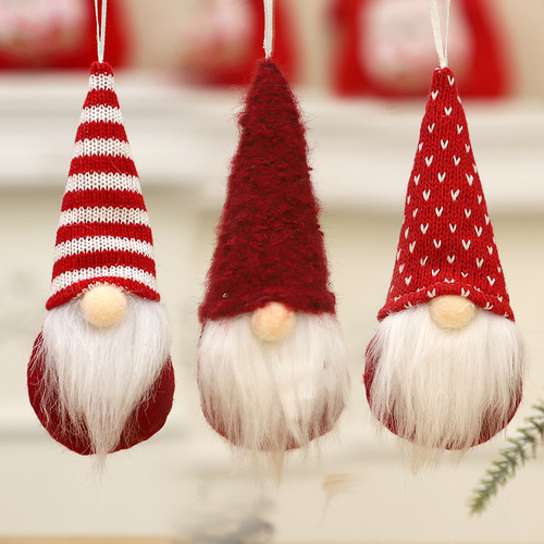 Creative Knitted Santa Christmas Decoration Accessories, Faceless Old Man Doll Ornament