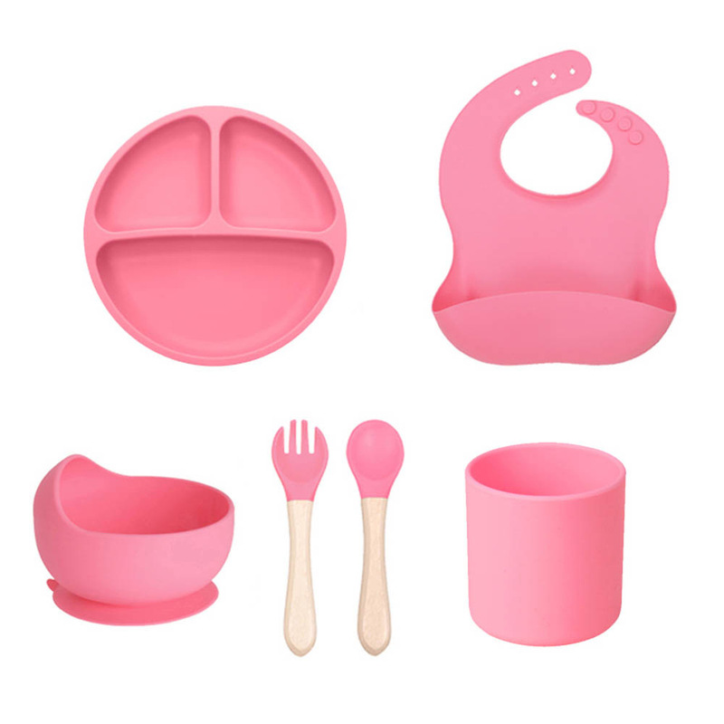 クロスボーダー子供用シリコンディナープレートセット、離乳食サプリメント、分割ディナープレート、ラブディナープレート、母子授乳食器セット|undefined