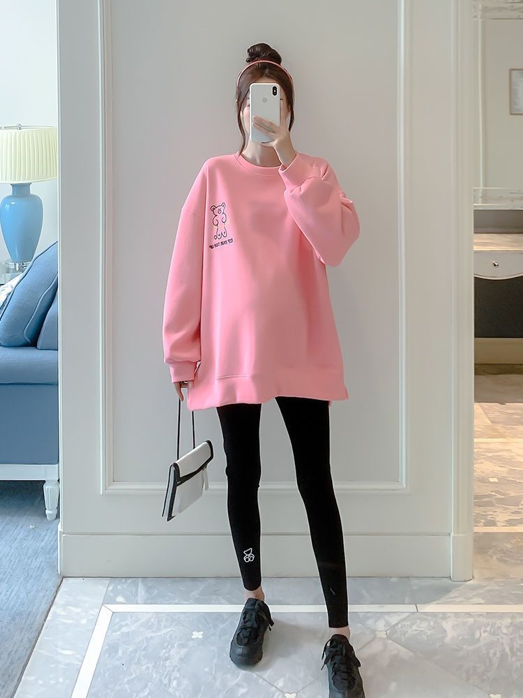 Maternity Autumn Fake Two Tops And Sweaters For Pregnant Women Cartoon Pattern Hoodies For Nursing Mothers Breastfeeding Poleron