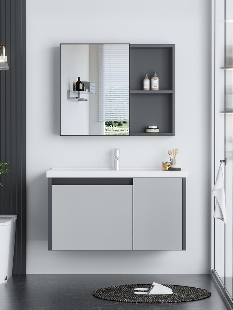 Nido de abeja de aleación de aluminio combinación de gabinete de baño inodoro Placa de roca de cerámica integrada lavabo gabinete mesa de lavado