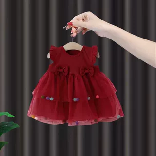 外贸批发女宝宝2025新款彩球连衣裙儿童夏装甜美生日礼服直播供货