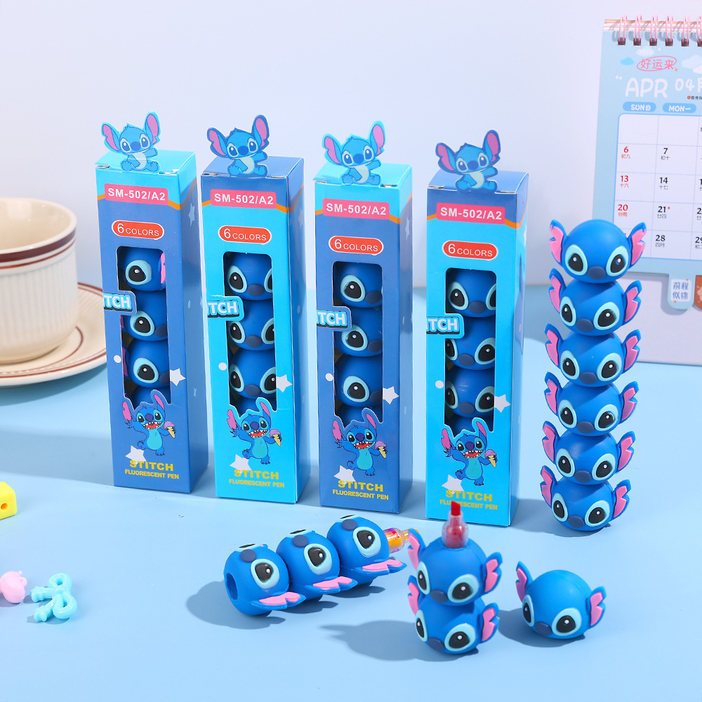 5 colores azul azul Jewel resaltador dibujos animados superman bolígrafo de empalme bolígrafo de escritura de mano plegable le DIY graffiti marcador bolígrafo