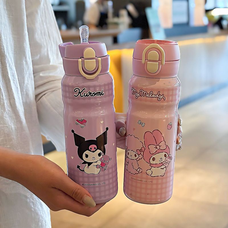 サンリオファミリーシリーズワンカップダブルドリンク学生スポーツカップシルクスクリーンロックウォーターカップシリコンノズル魔法瓶カップ|undefined
