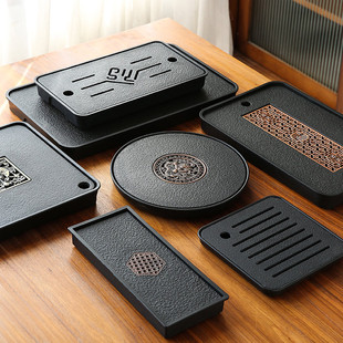 New Imitation Black Stone Tea Tray for Home Use, Tea Set Tea Table with Water Storage and Drainage, Modern Luxury Tray, Class a