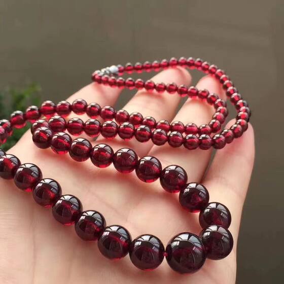 Factory wholesale tower chain clavicle chain garnet glass beads jewelry necklace wine red crystal glass necklace women's