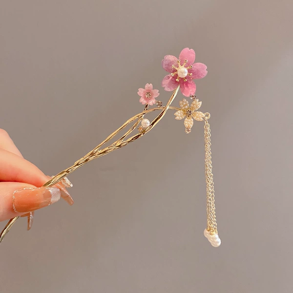 44# Hairpin-Purple Flower Tassel