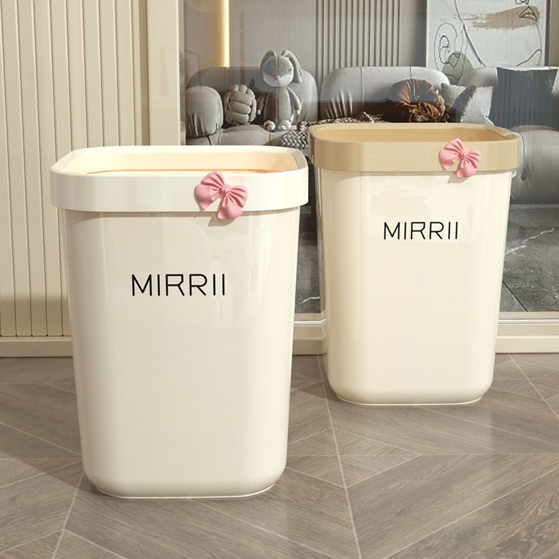 ゴミ箱クリーム風家庭用蓋なし圧輪開放大容量客間高颜値ごみ収納紙くずかご|undefined