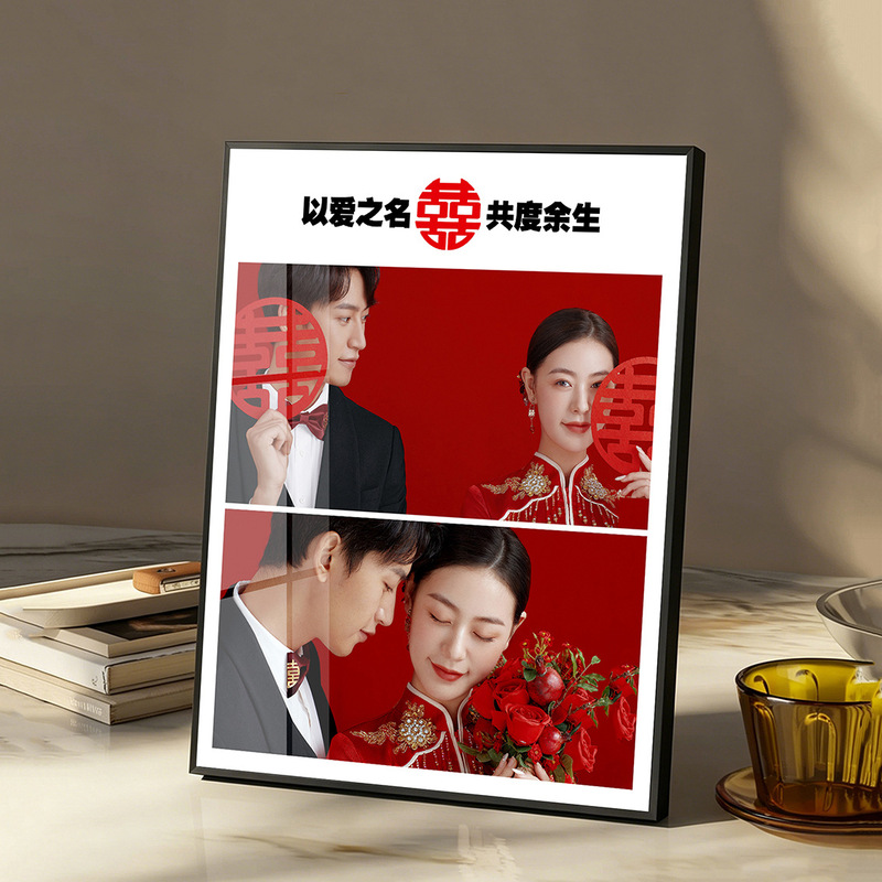 Wedding photo frame display stand with a high-end feel, Ding Zuo's wedding photo, family portrait, baby photo, creative multi-grid table display