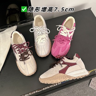 Cowhide version ~ retro interior height training shoes women's 2025 new height 7.5cm Joker casual sports Forrest Gump shoes