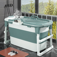 Folding adult bath tub, extended height and length, full-body bathtub, baby swimming and bathing plastic tub