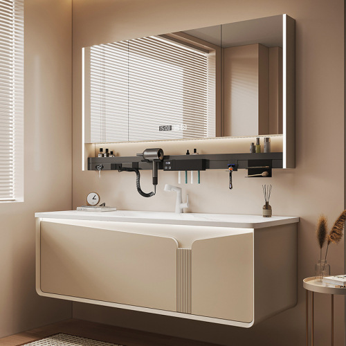 Corian Integrated Basin Bathroom Cabinet with Soft-Touch Rounded Edges – Washstand & Vanity Combo for Bathrooms, Including a Washbasin Cabinet