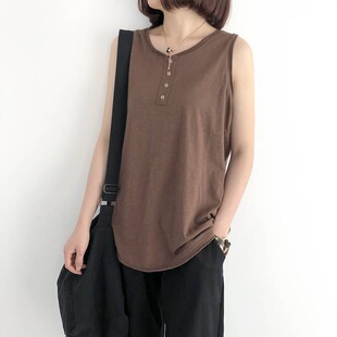 Plus Size Women's Solid Color Vest Spring and Summer New Loose Slimming Retro Sleeveless Top Versatile Outerwear Base Shirt