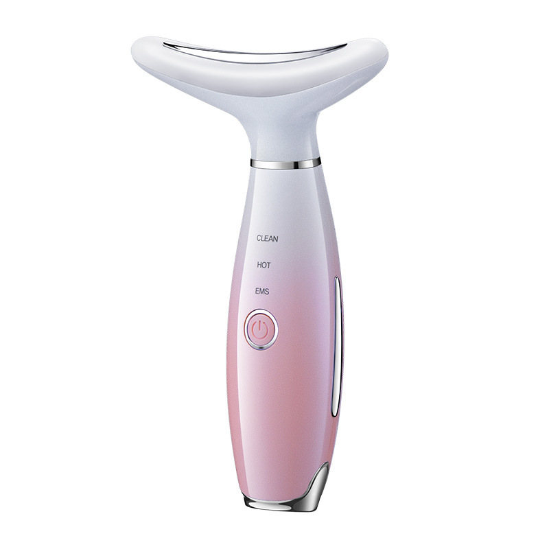 El instrumento de belleza de cuello transfronterizo levanta y aprieta la cara para eliminar el instrumento de belleza tricolor con patrón de decreto. el hogar introduce esencia para masajear la vibración. image 9