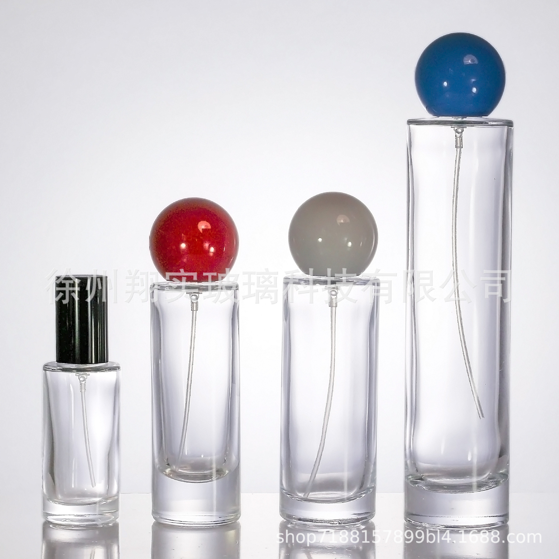 透明圆柱香水瓶20ml30ml直圆喷雾瓶50ml厚底细长香水分装瓶球盖
