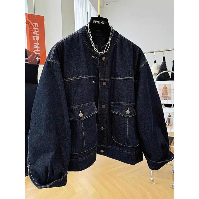 秋冬别致好看短款棉衣棉服夹克韩系休闲洋气宽松夹棉牛仔外套女|undefined