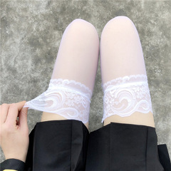 Japanese Lolita lace edge knee-high socks for girls, stylish clubwear JK Lolita summer thin white stockings