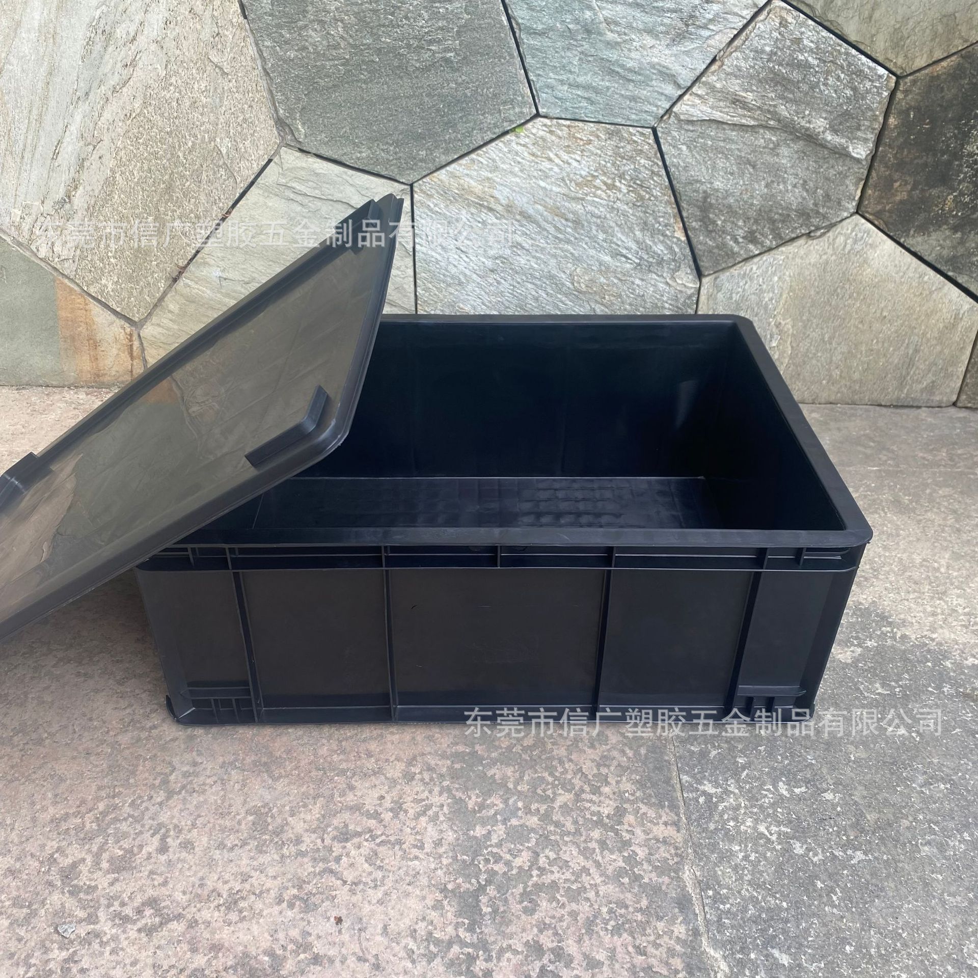 防静电周转箱电子元件盒ESD零件物料箱塑料黑色导电箱子平口工具