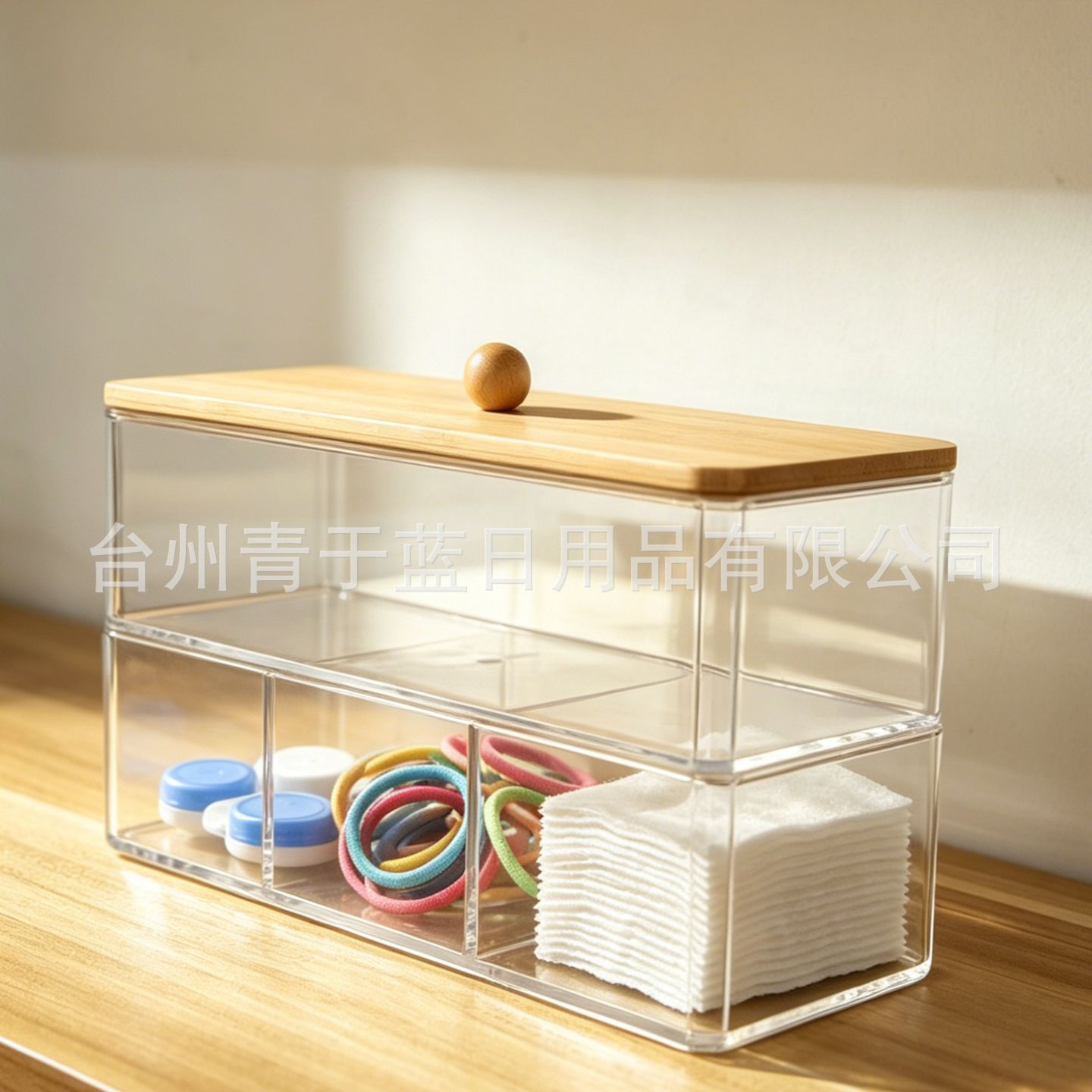 Caja de almacenamiento transparente a prueba de polvo con cubierta de escritorio dividida en paneles para organizar artefactos mágicos de maquillaje de algodón taiwanés para emitir decoraciones de caja de almacenamiento image 5