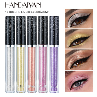 Cross-Border Liquid Eye Shadow 12 Colors Handaiyan Eye Shadow Pearlescent Shimmering Silkworm Tear Makeup Eye Shadow Liquid