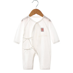 Baby jumpsuit summer thin boneless newborn clothes pure cotton harem long-sleeved air-conditioned clothes baby pajamas summer