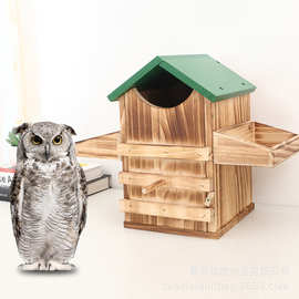 跨境猫头鹰壁挂室外园林繁殖箱木质庭院猫头鹰鸽子窝户外装饰