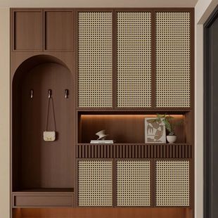 Internet Celebrity Rattan Furniture Renovation Sticker 3D Three-dimensional Self-adhesive Wallpaper Wardrobe Wooden Cabinet Renovation Beautification Decoration Waterproof