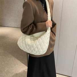 韩国ins秋冬百搭木耳花边褶皱包休闲大容量单肩包帆布包斜挎包女