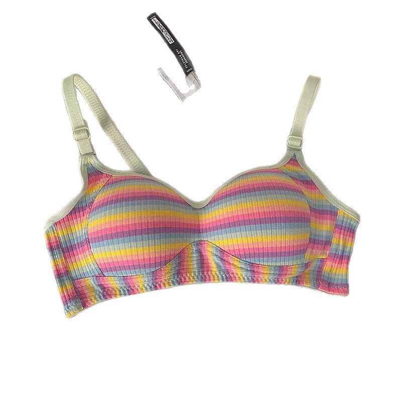 Rainbow underwear for students, push up bra, sexy supporting bra top