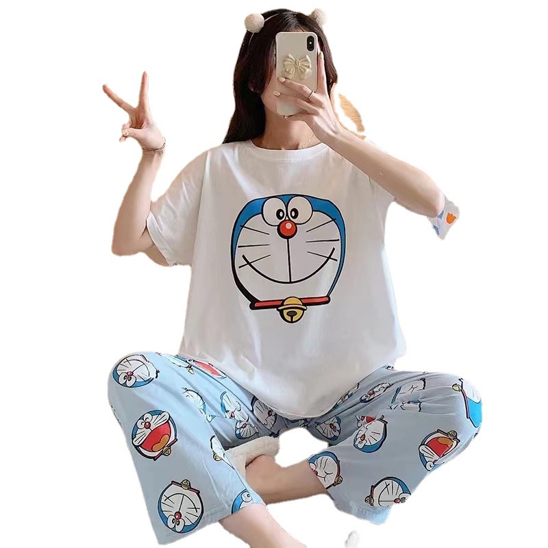 Pijamas para mujer 2025 nuevo estilo ins verano pantalones de manga corta traje de dos piezas dibujos animados lindo primavera y otoño servicio a domicilio